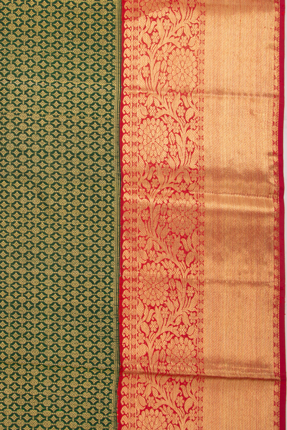 Kanchipuram Silk Brocade Dark Green Saree