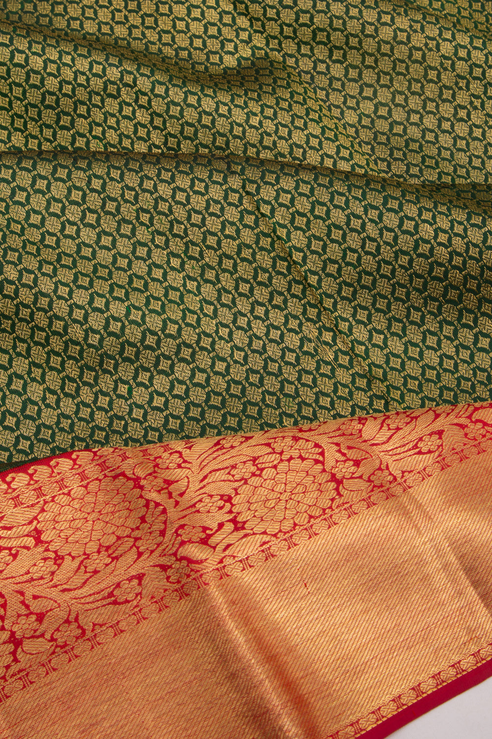 Kanchipuram Silk Brocade Dark Green Saree