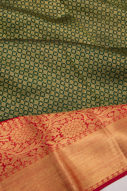 Kanchipuram Silk Brocade Dark Green Saree