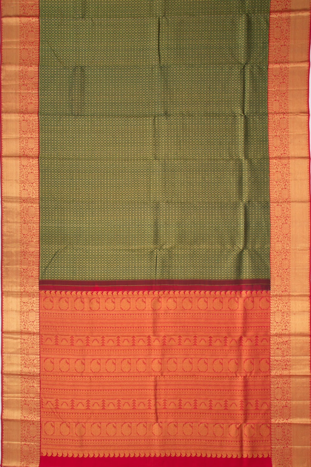 Kanchipuram Silk Brocade Dark Green Saree