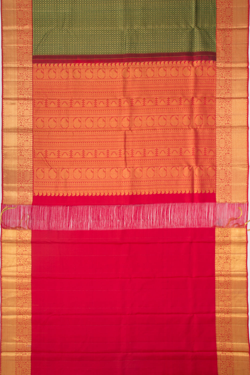 Kanchipuram Silk Brocade Dark Green Saree