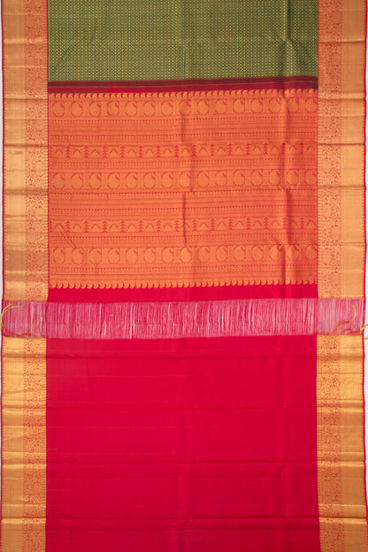 Kanchipuram Silk Brocade Dark Green Saree