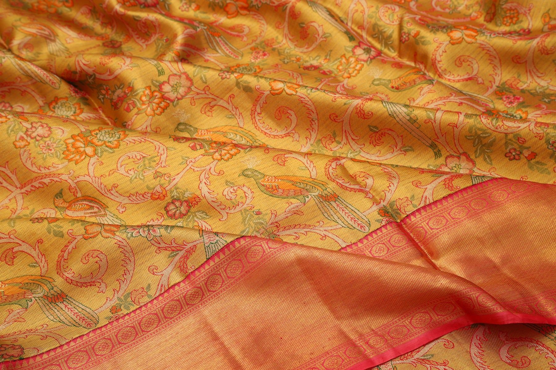 Kanchipuram Silk Tissue Jaal Gold Saree