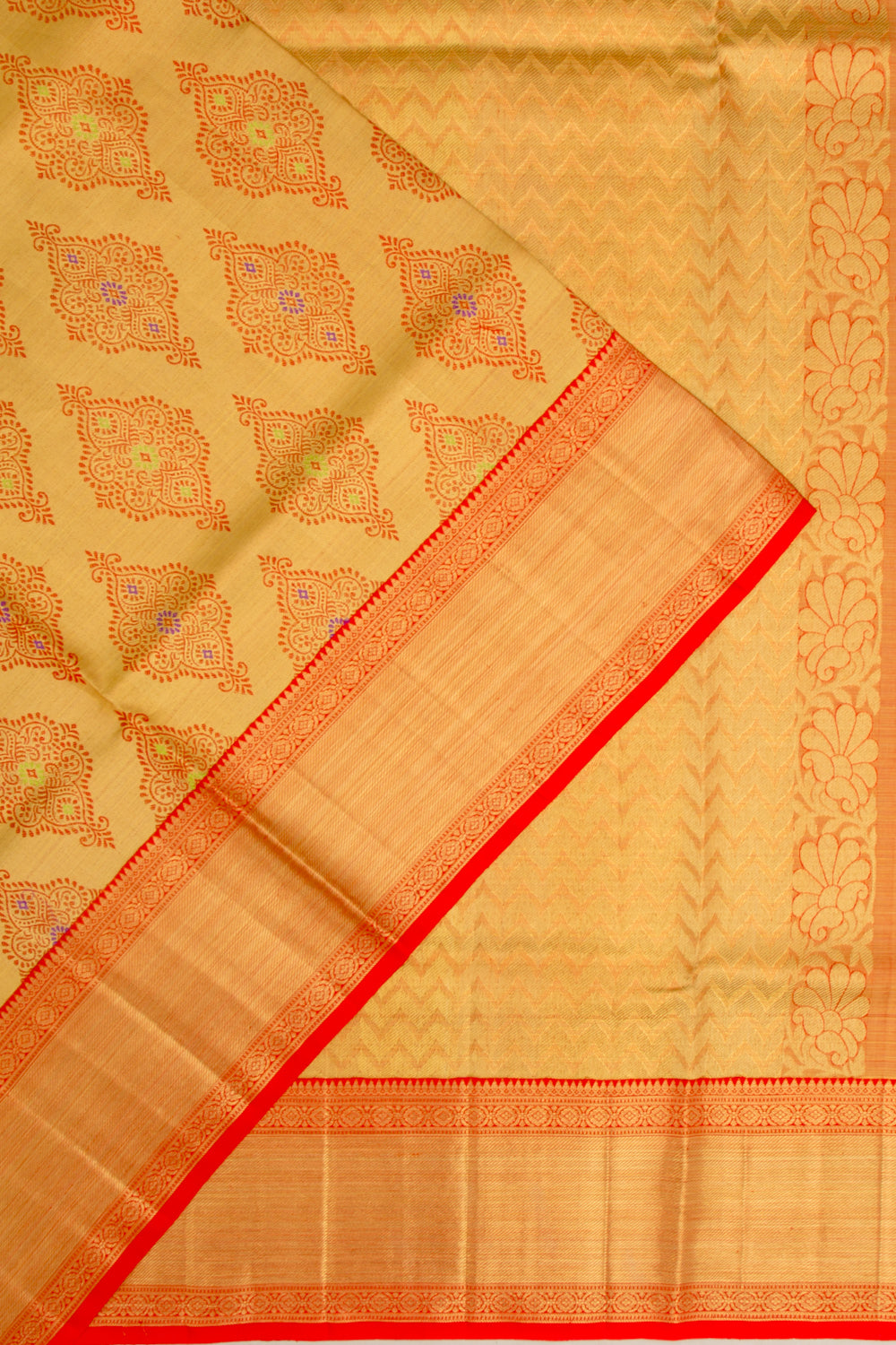 Kanchipuram Silk Tissue Brocade Gold Saree