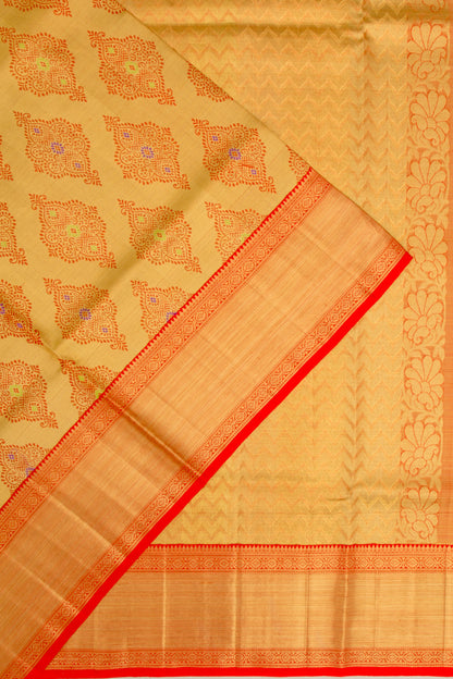 Kanchipuram Silk Tissue Brocade Gold Saree