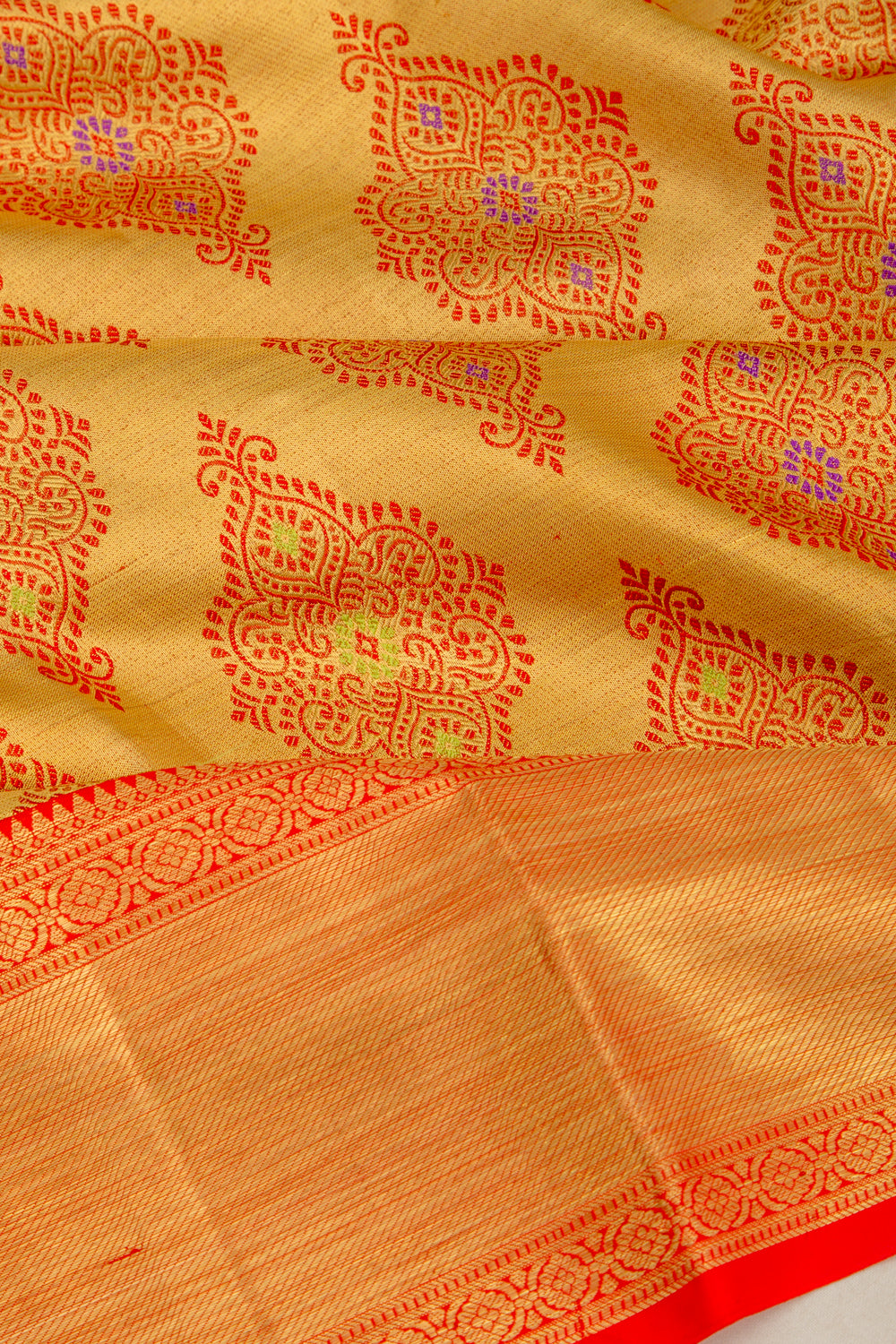 Kanchipuram Silk Tissue Brocade Gold Saree