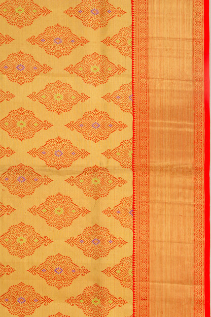 Kanchipuram Silk Tissue Brocade Gold Saree
