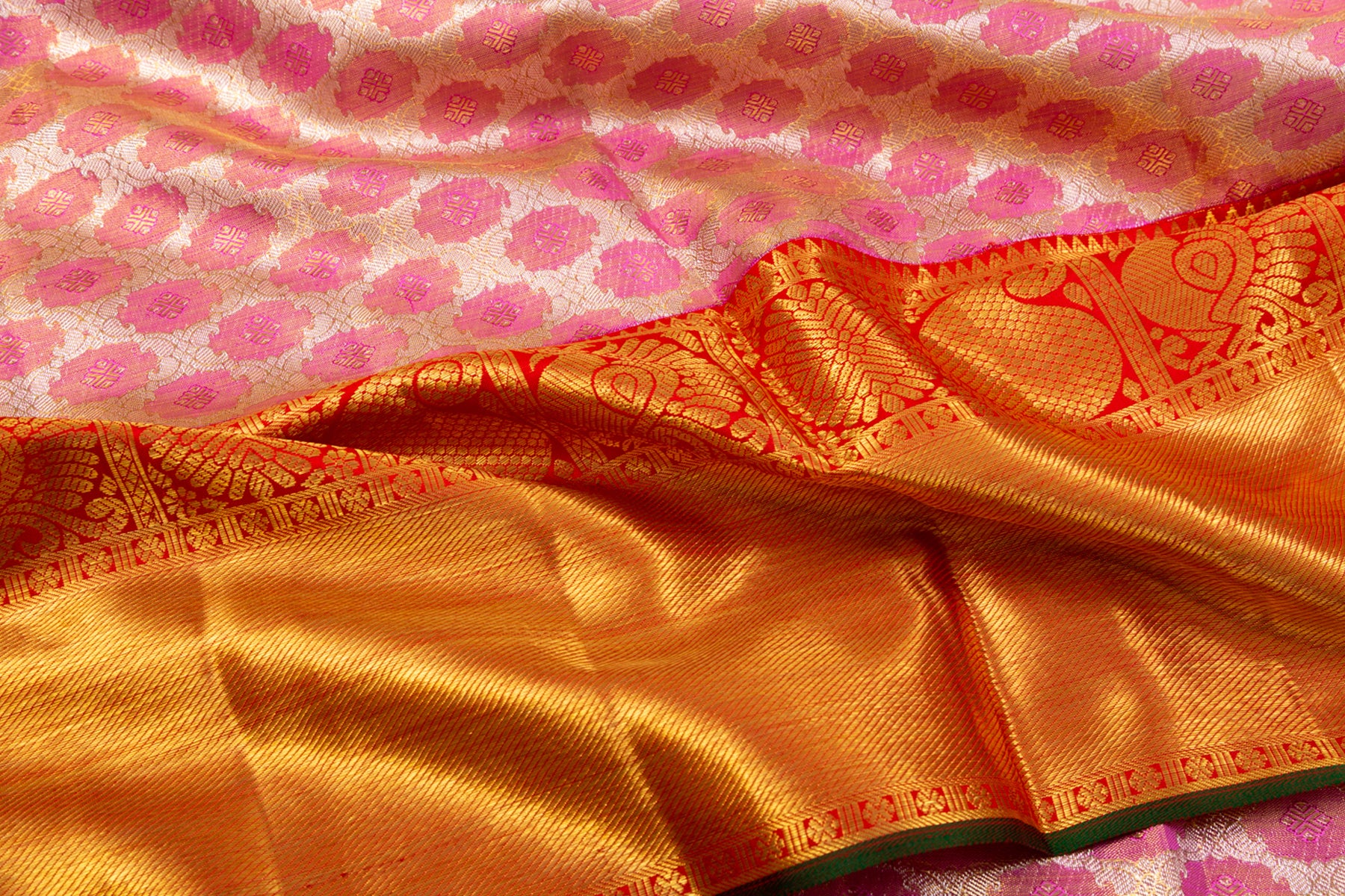 Kanchipuram Silk Tissue Brocade Silver Saree