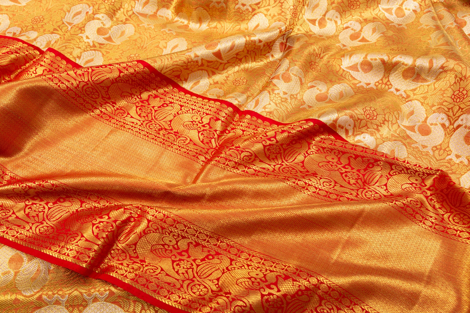 Kanchipuram Silk Tissue Brocade Red Saree