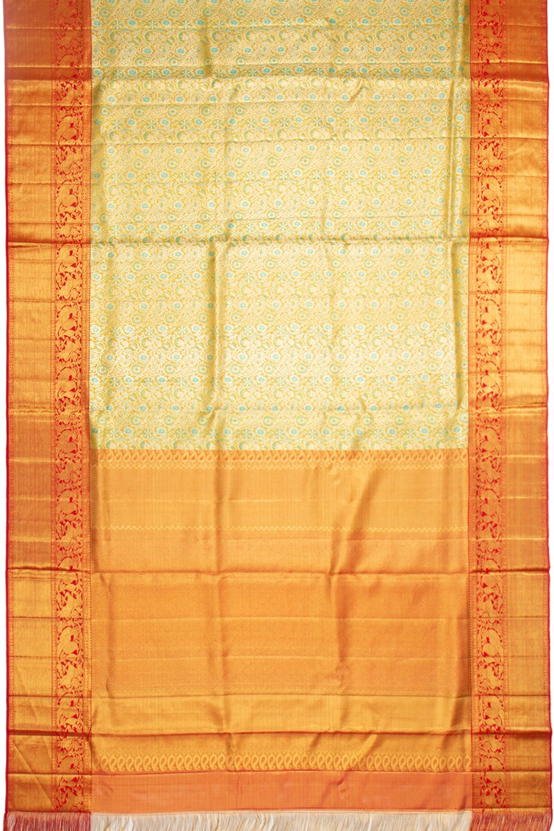 Kanchipuram Silk Tissue Brocade Green Saree