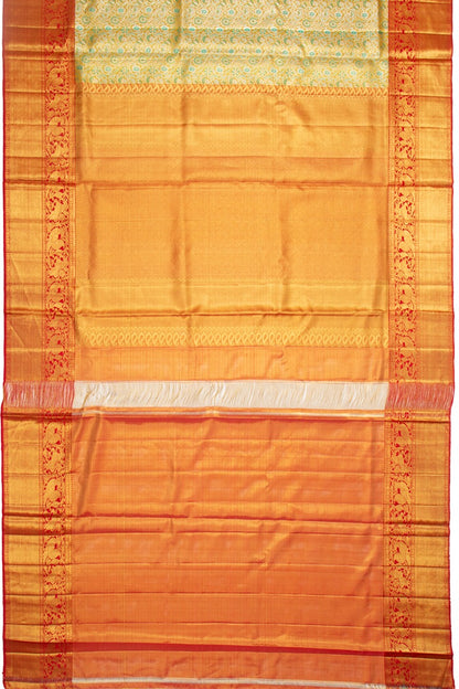 Kanchipuram Silk Tissue Brocade Green Saree