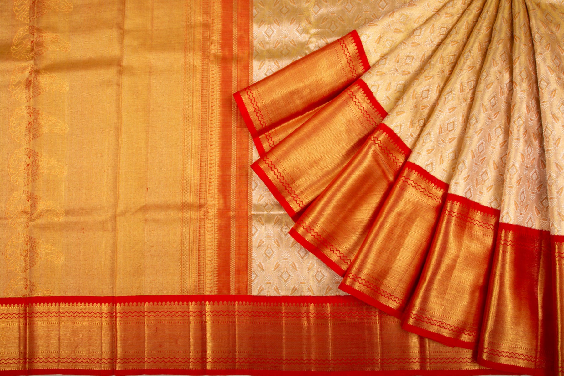 Kanchipuram Silk Tissue Brocade Gold Saree