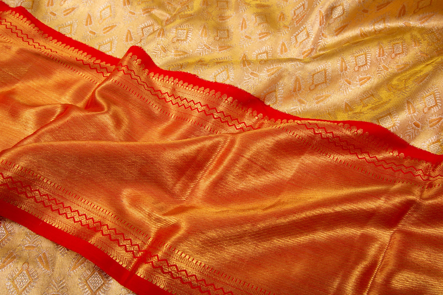 Kanchipuram Silk Tissue Brocade Gold Saree