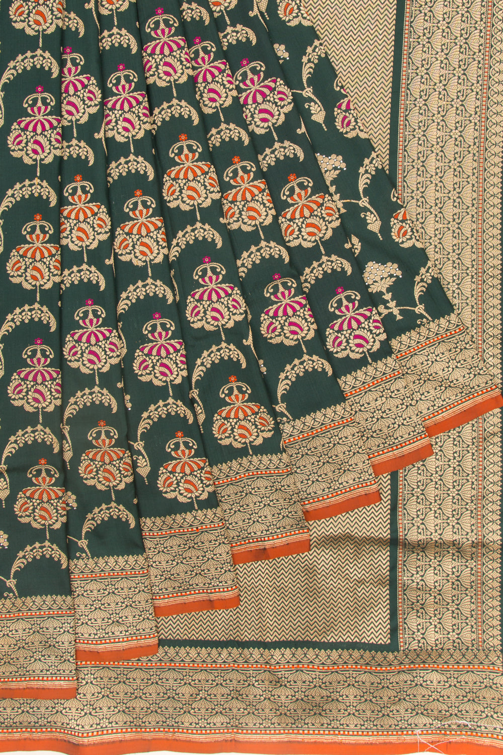 Banarasi Silk Kadwa Jaal Green Saree