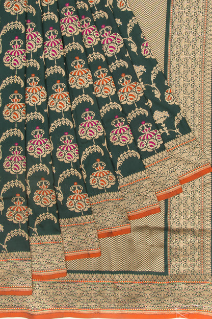 Banarasi Silk Kadwa Jaal Green Saree