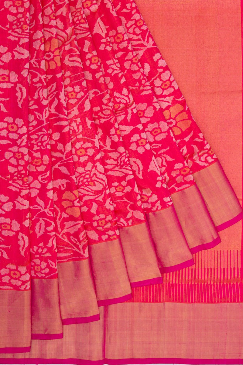 Uppada Silk Jamdani Pink Saree