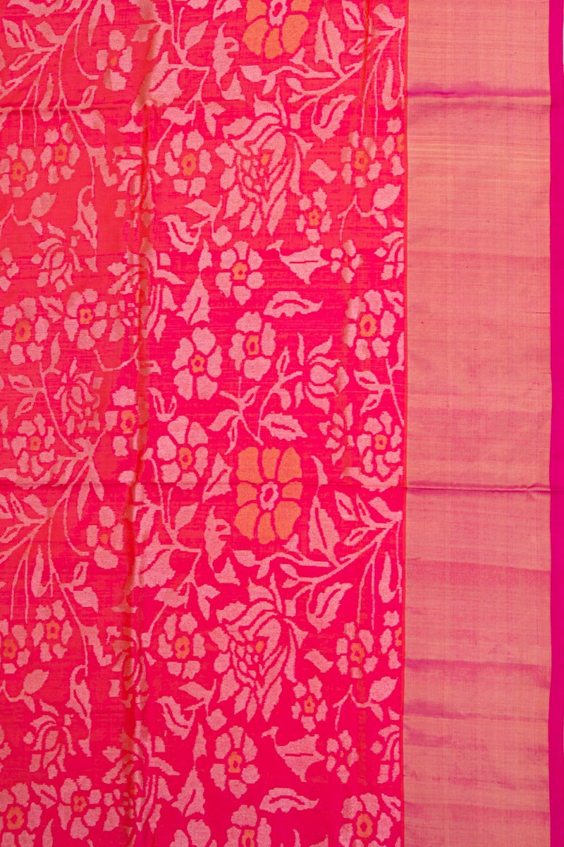 Uppada Silk Jamdani Pink Saree