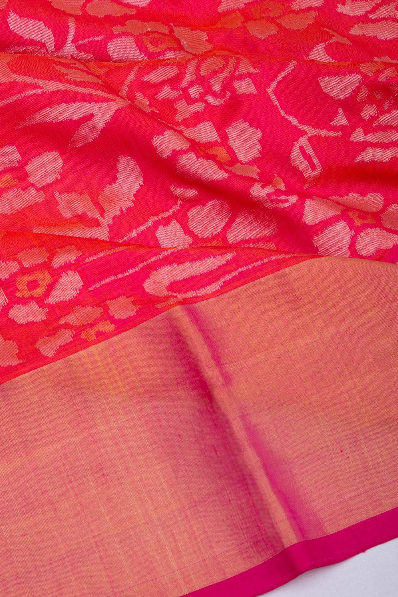 Uppada Silk Jamdani Pink Saree