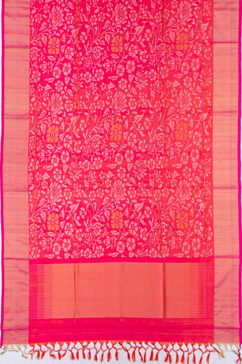 Uppada Silk Jamdani Pink Saree