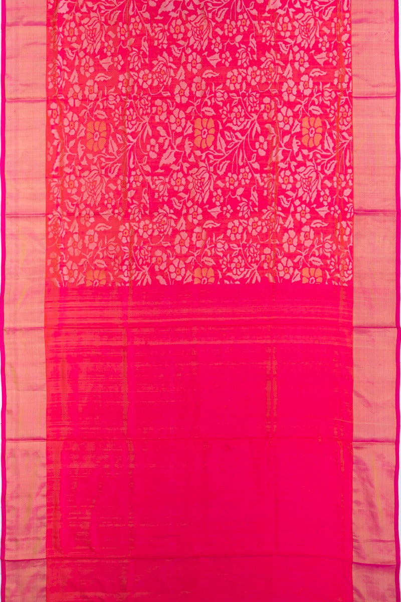 Uppada Silk Jamdani Pink Saree