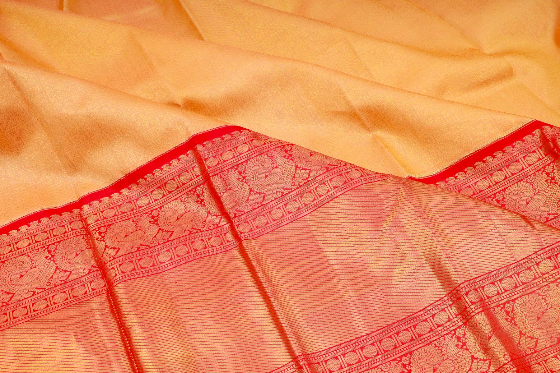 Kanchipuram Silk Brocade Sandalwood Cream Saree