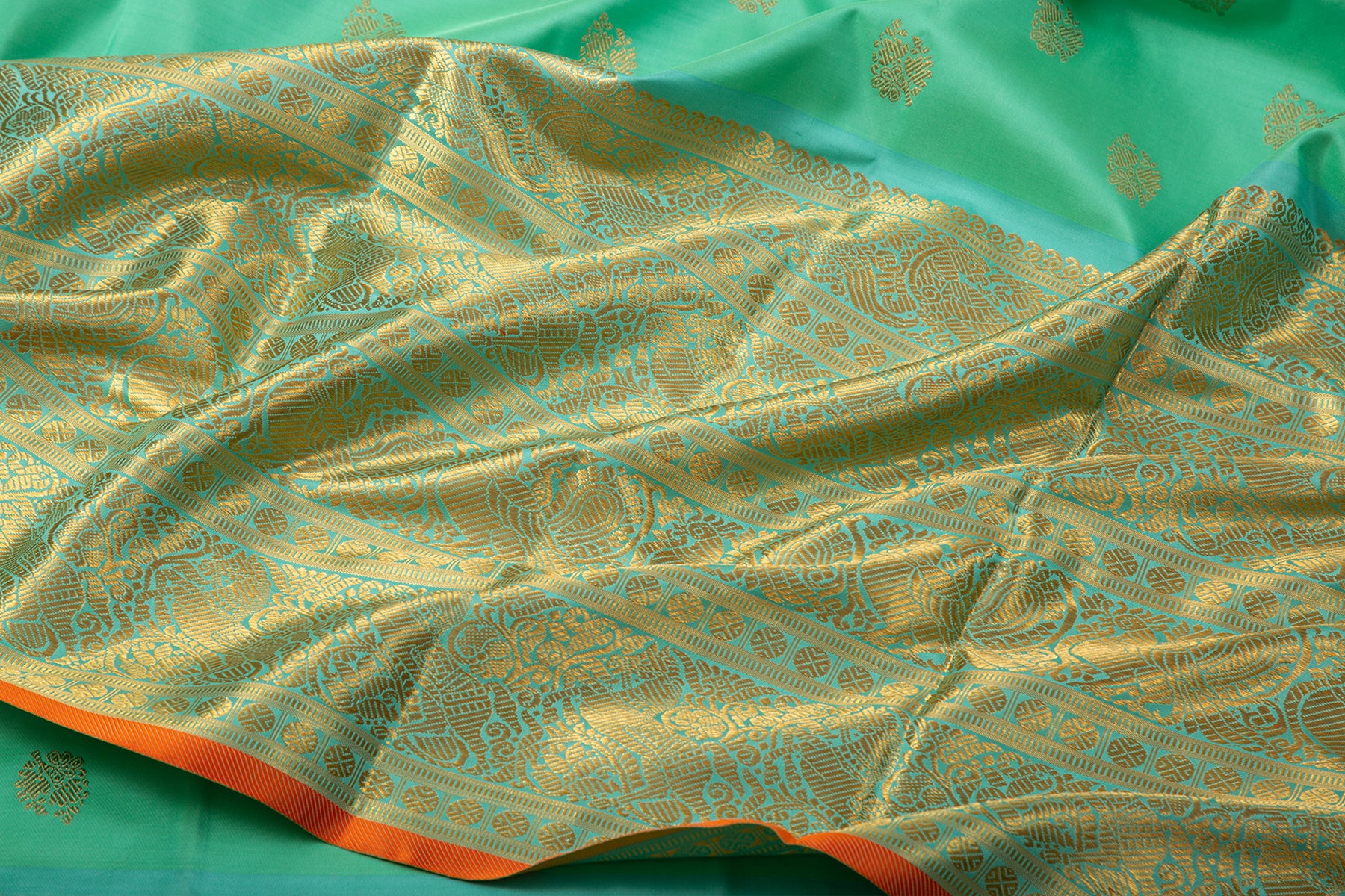 Kanchipuram Silk Butta Teal Green Saree