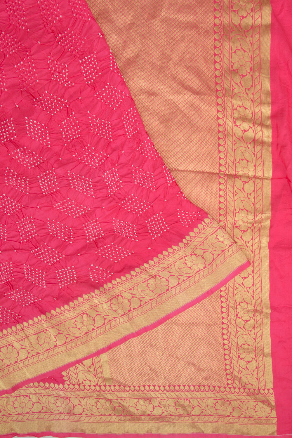 Banarasi Silk Bandhani Pink Saree