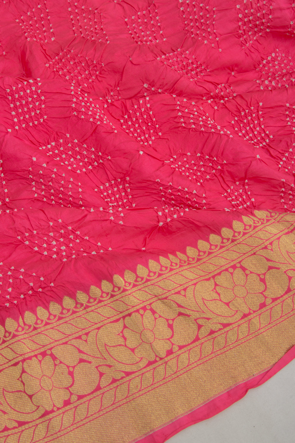 Banarasi Silk Bandhani Pink Saree