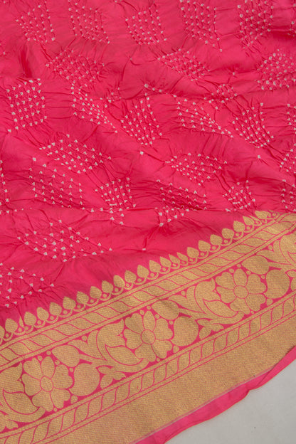 Banarasi Silk Bandhani Pink Saree