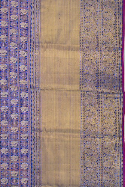Kanchipuram Silk Checks And Butta Blue Saree