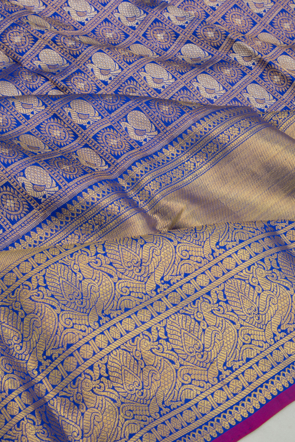 Kanchipuram Silk Checks And Butta Blue Saree