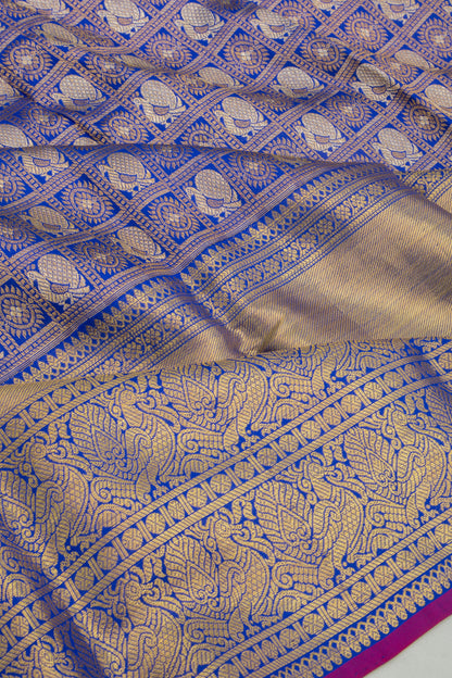 Kanchipuram Silk Checks And Butta Blue Saree