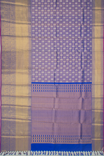 Kanchipuram Silk Checks And Butta Blue Saree