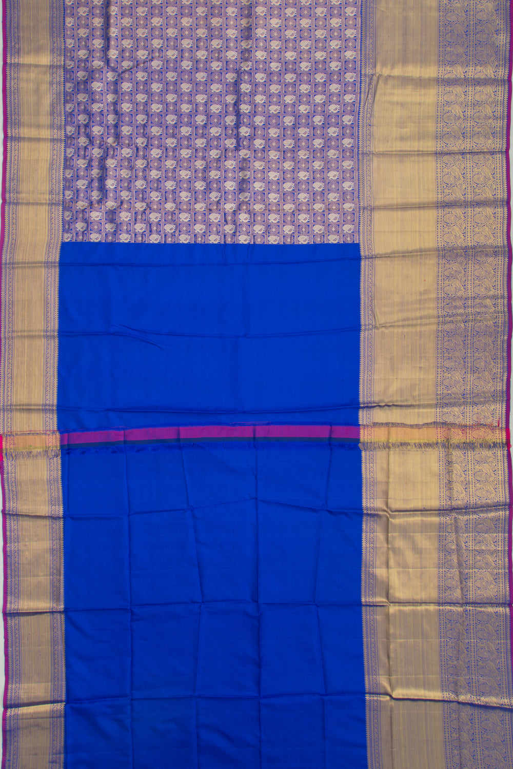 Kanchipuram Silk Checks And Butta Blue Saree
