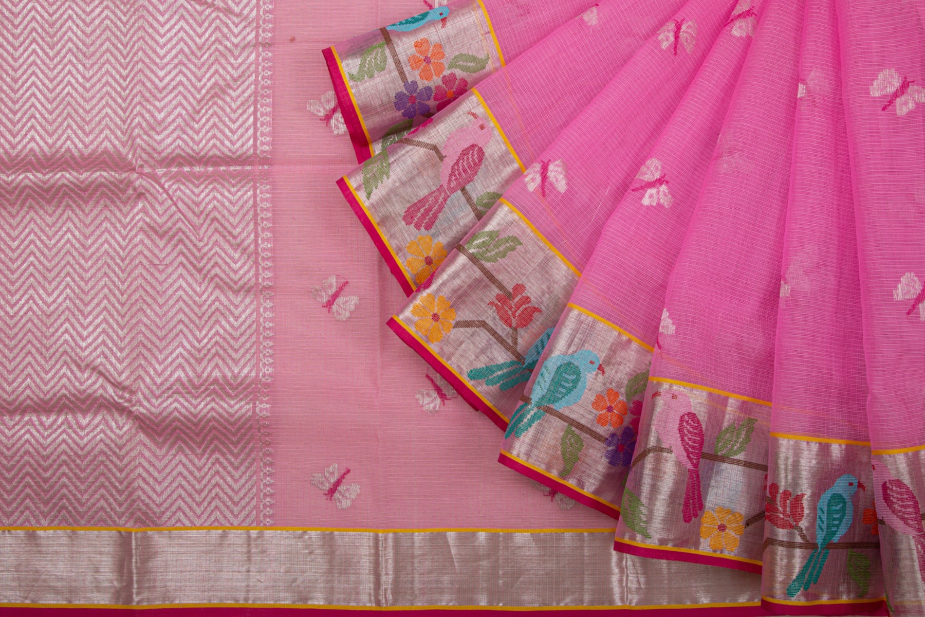 Kota Silk Butta Pink Saree