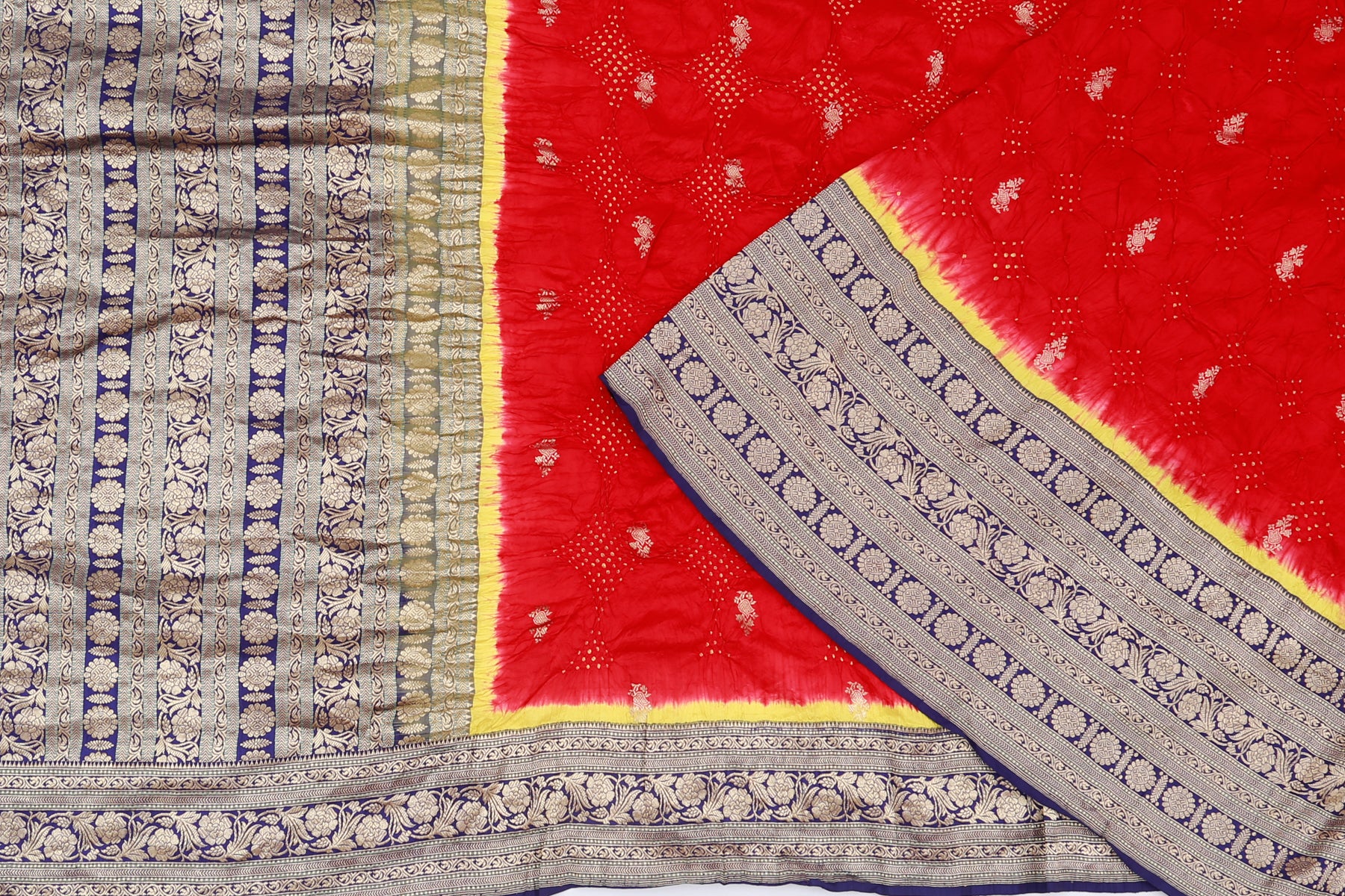 Banarasi Silk Bandhani Red Saree