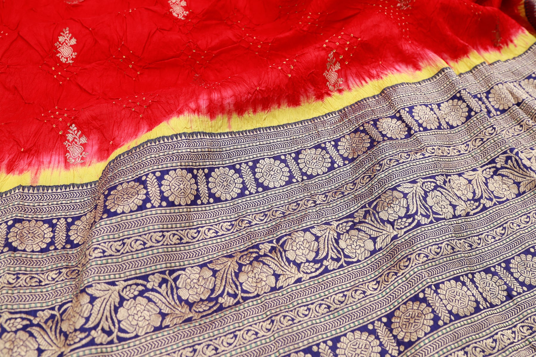 Banarasi Silk Bandhani Red Saree