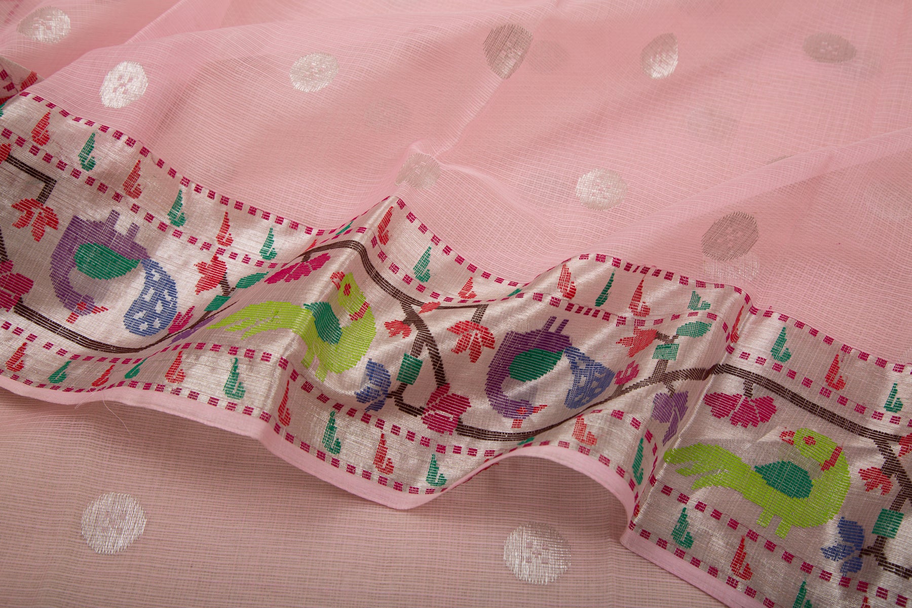 Kota Silk Butta Pastel Pink Saree