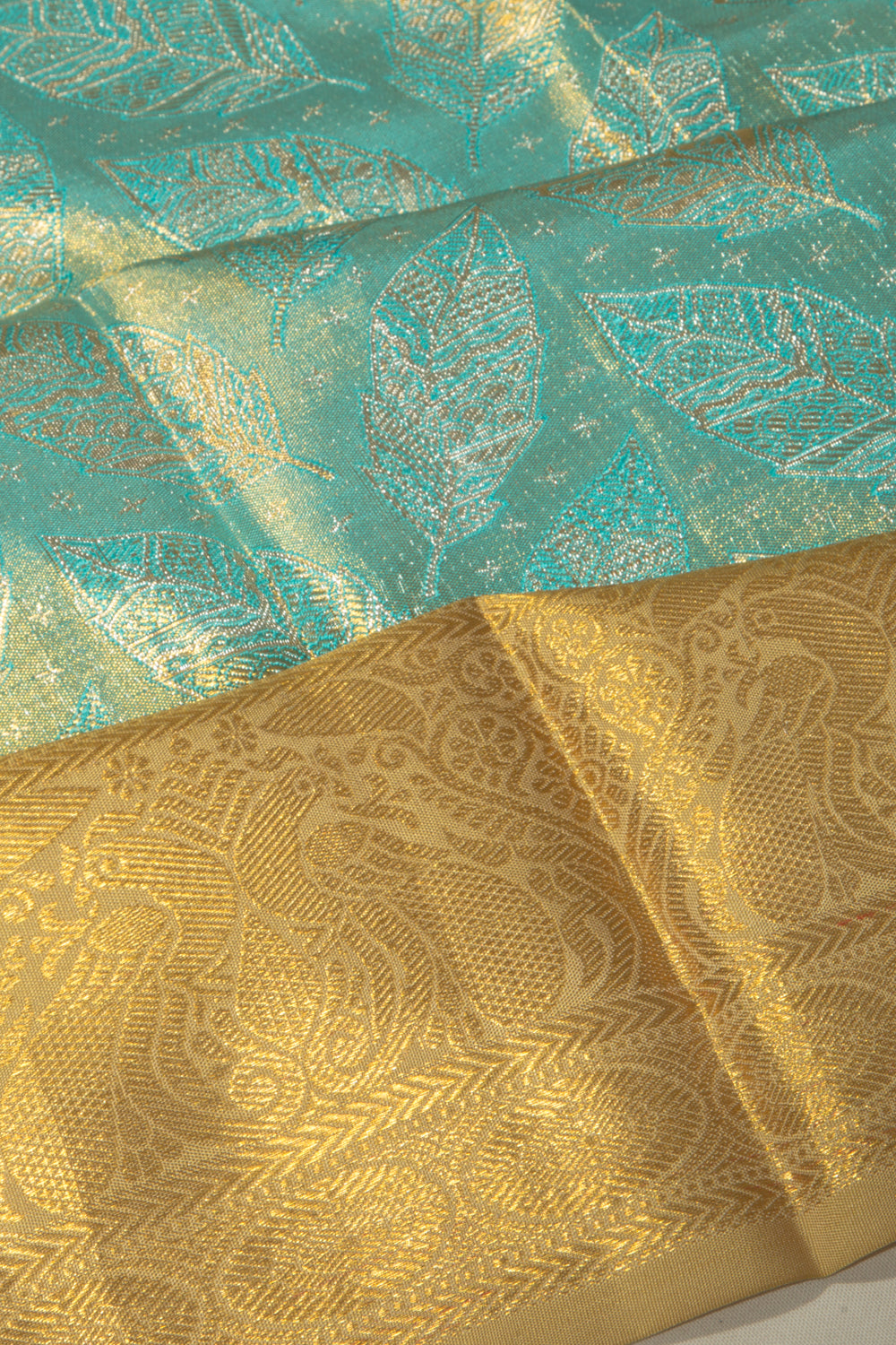 Kanchipuram Silk Tissue Brocade Sky Blue Saree