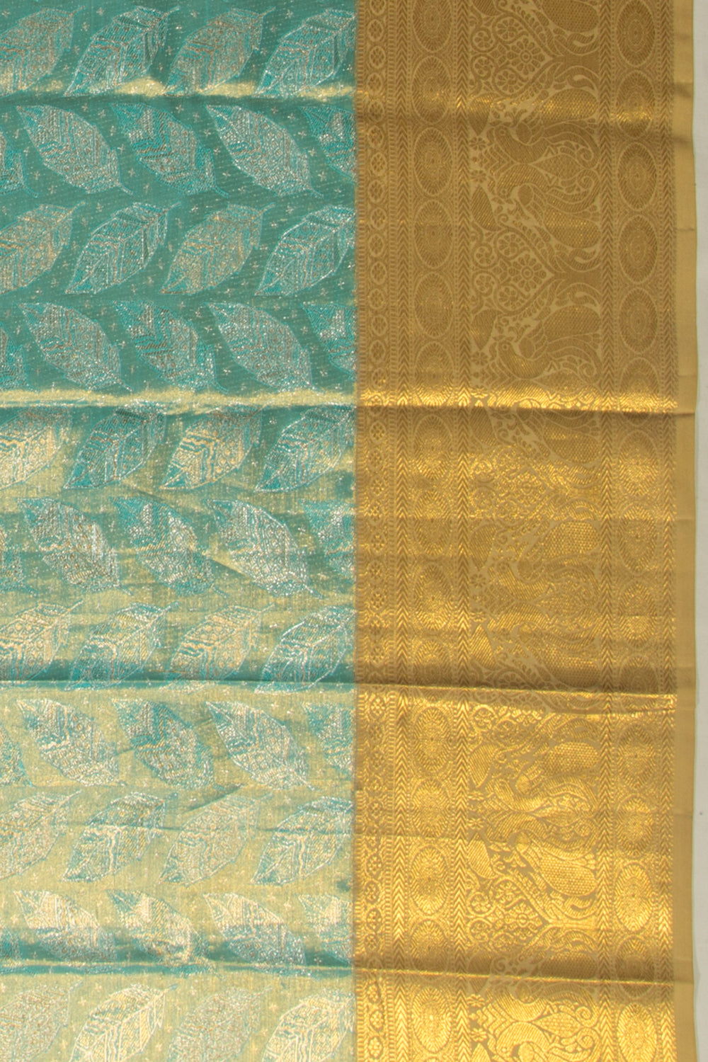 Kanchipuram Silk Tissue Brocade Sky Blue Saree