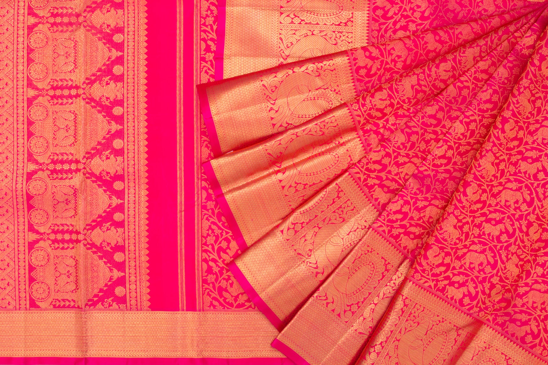 Kanchipuram Silk Vanasingaram Pink Saree