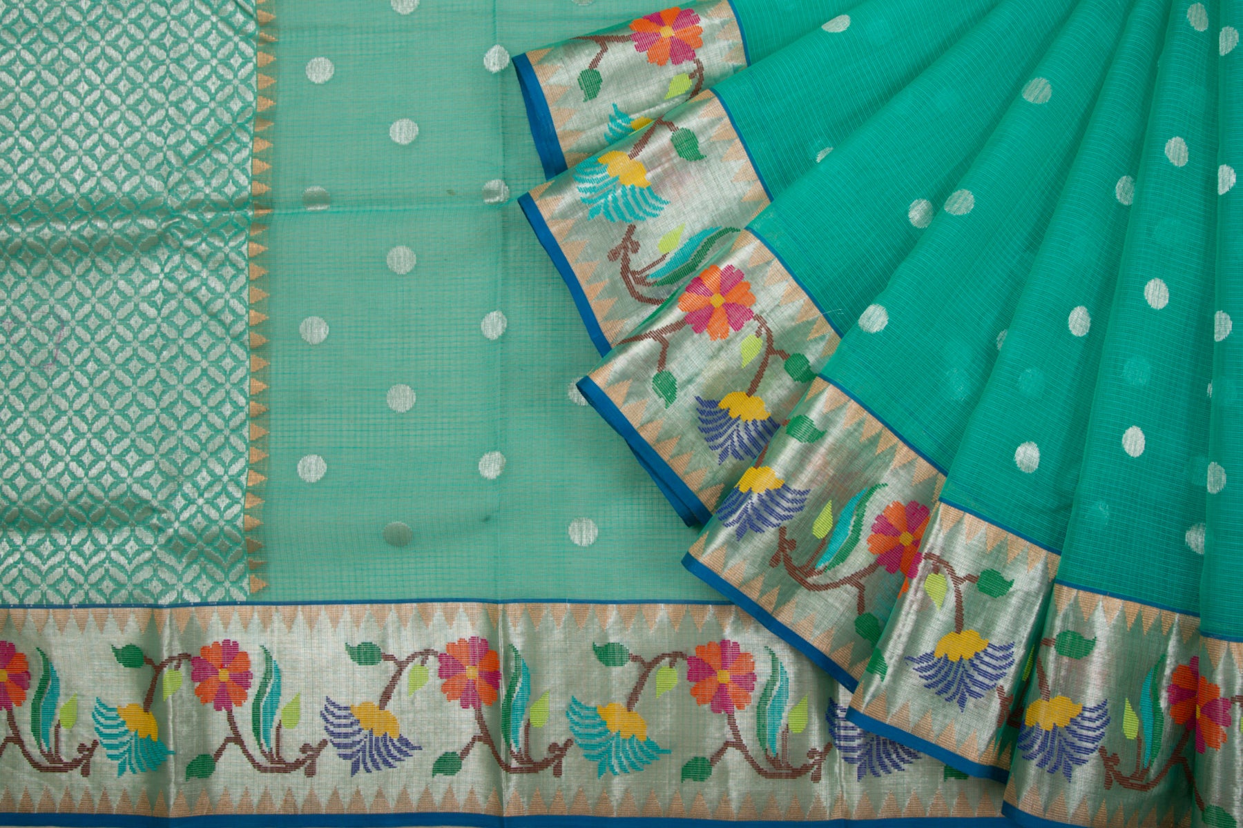 Kota Silk Butta Sea Green Saree