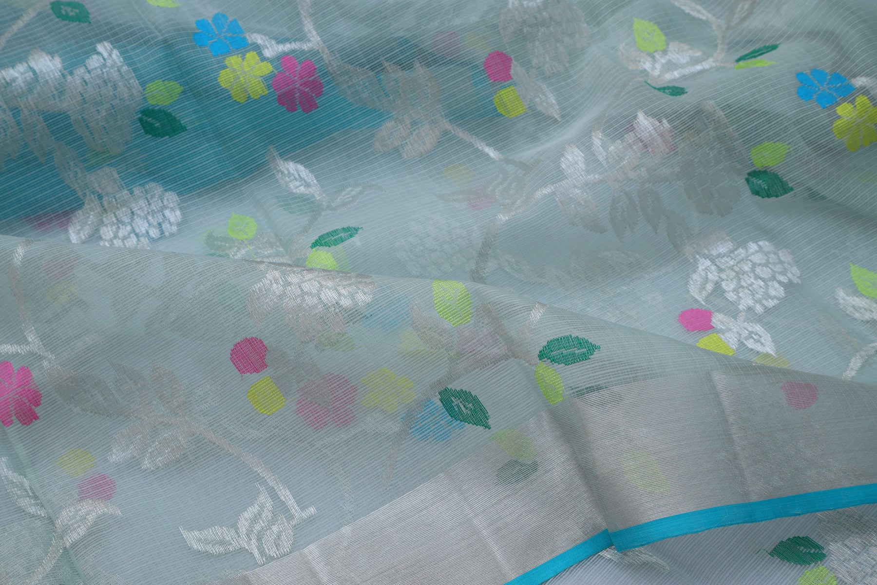 Kota Silk Jamdani Jaal Grey Saree