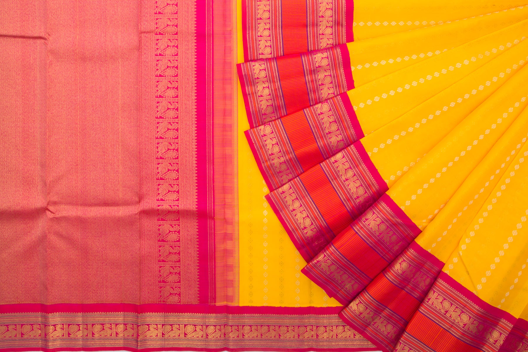 Kanchipuram Silk Butta Yellow Saree