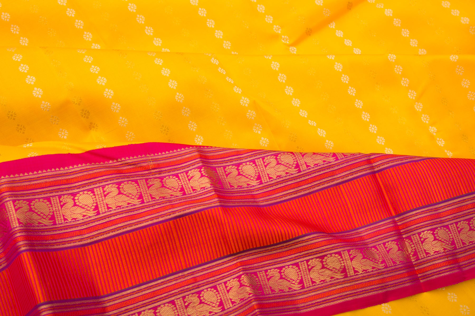 Kanchipuram Silk Butta Yellow Saree