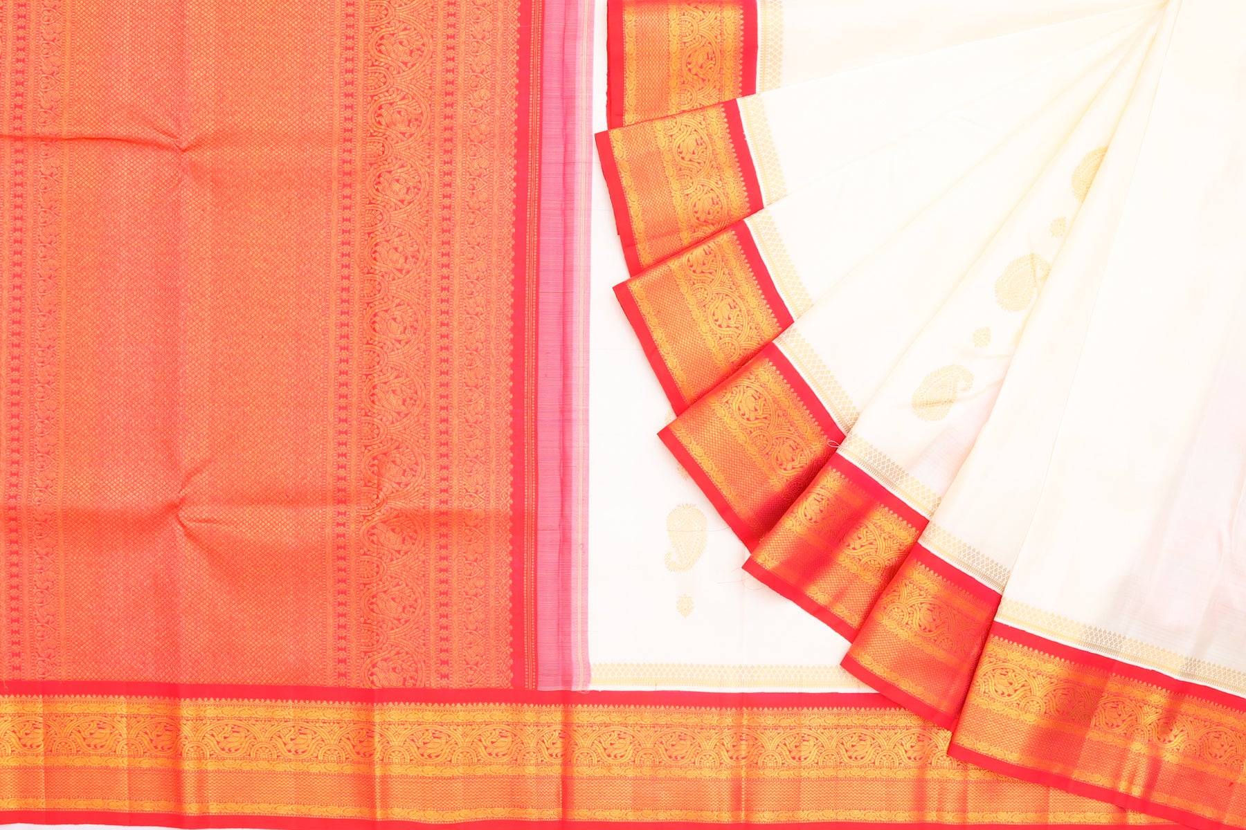 Kanchipuram Silk Butta White Saree