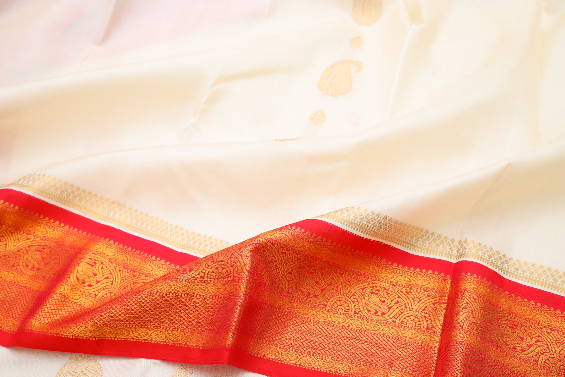 Kanchipuram Silk Butta White Saree