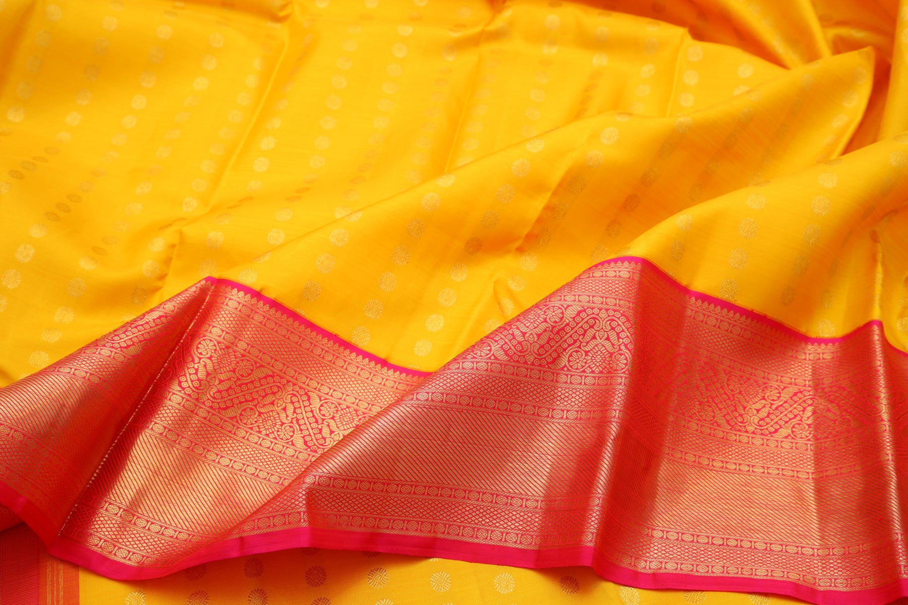 Kanchipuram Silk Butta Yellow Saree