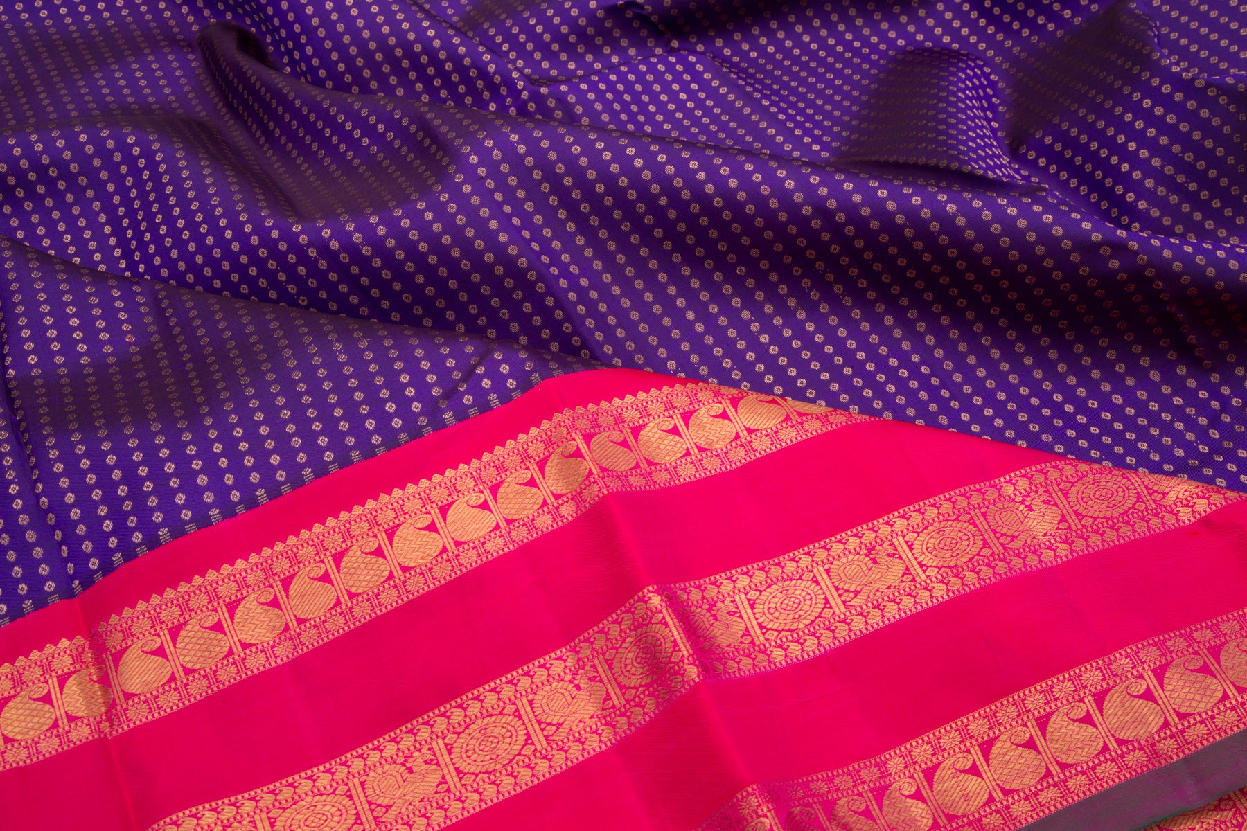 Kanchipuram Silk Brocade Violet Saree