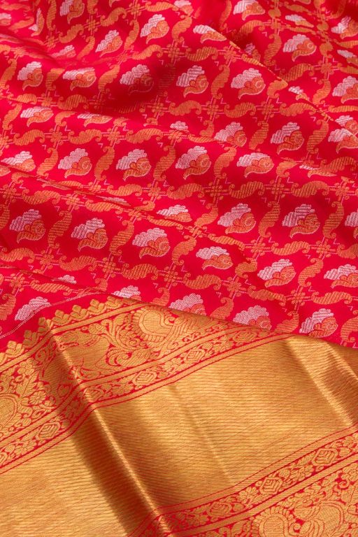 Kanchipuram Silk Brocade Tomato Red saree